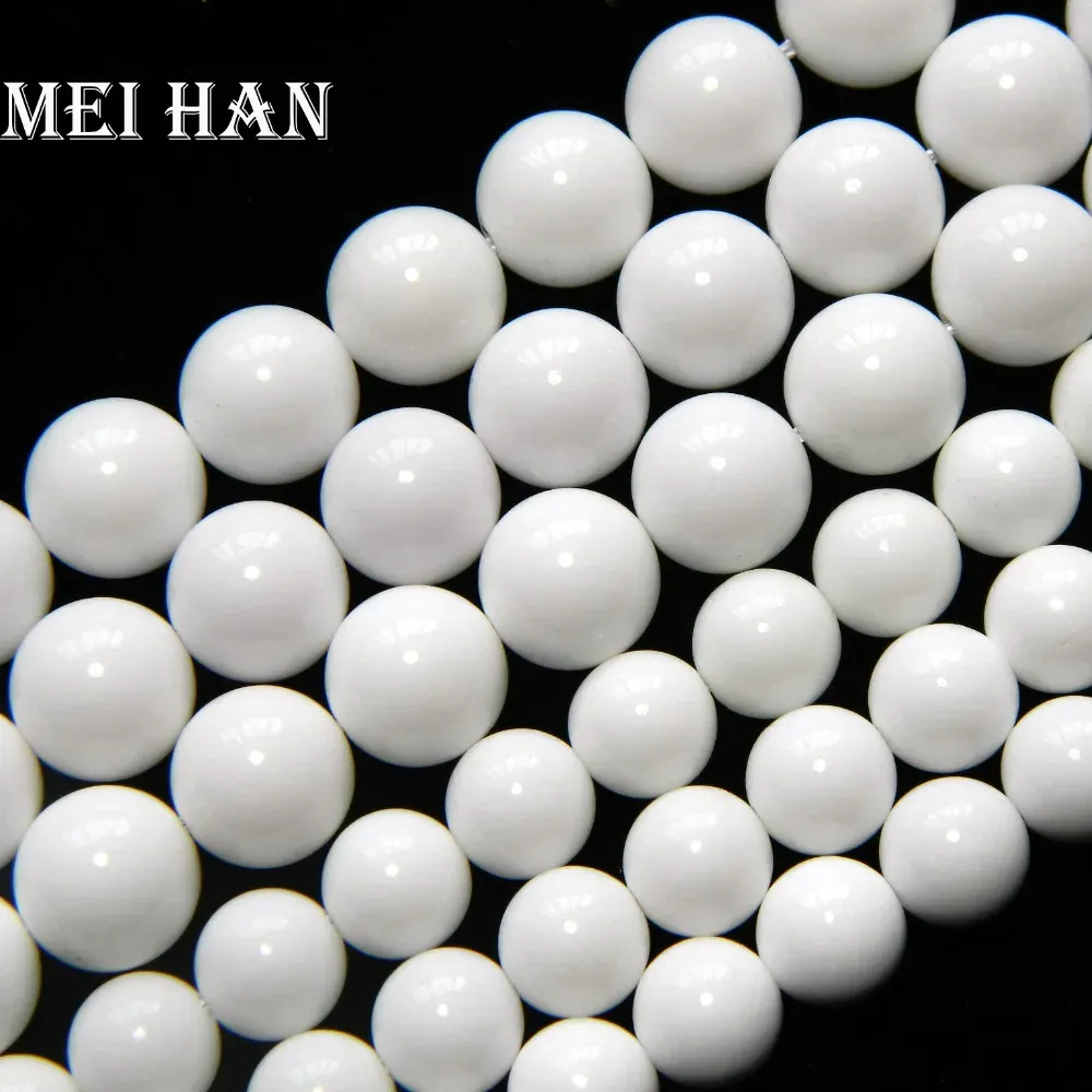 Alloy Meihan Freeshipping Wholesale Natural White Agate Smooth Round Beads for Jewelry Making Design