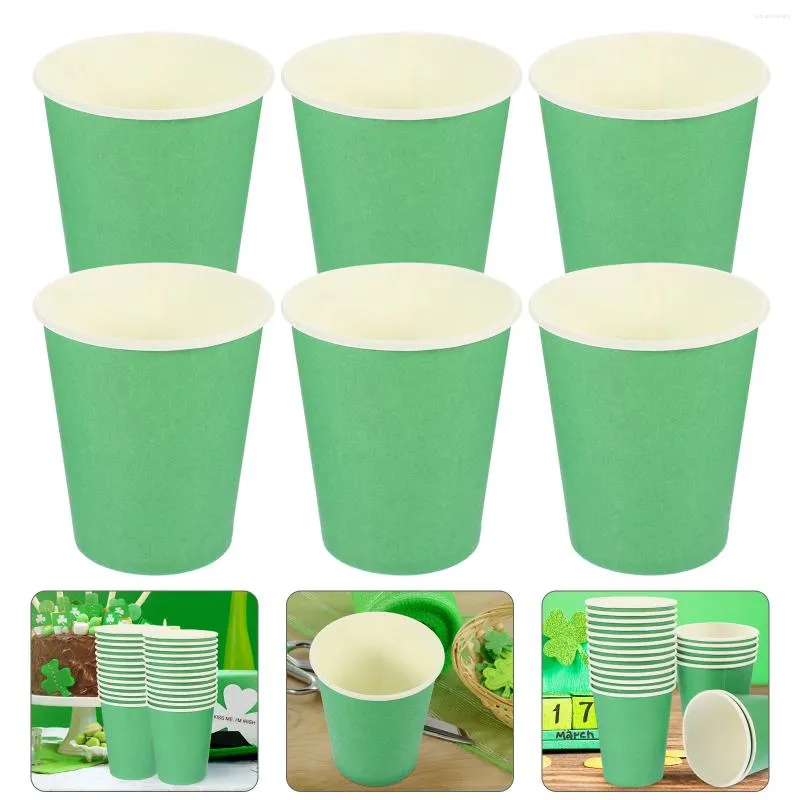 Gobelets jetables pailles gobelet en papier vert boisson St Patrick de qualité alimentaire mariage épaissir