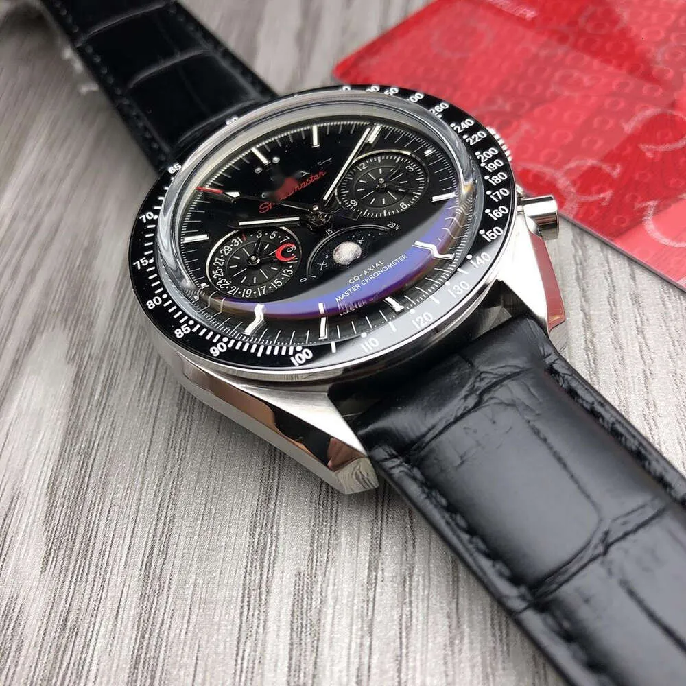 designer speedmaster watch for men high quality mechanical movement uhren sapphire leather Strap chronograph Watches wristwatch moonphase montre SRCS