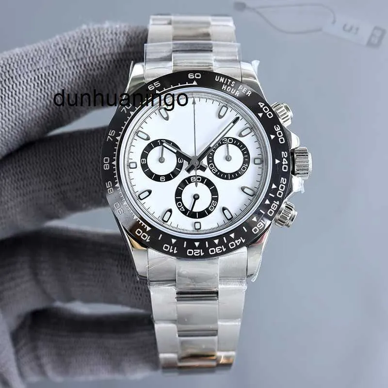Relógio de luxo de qualidade de trabalho, aço, 40mm, movimento mecânico automático, vidro safira, cerâmica, pulso branco