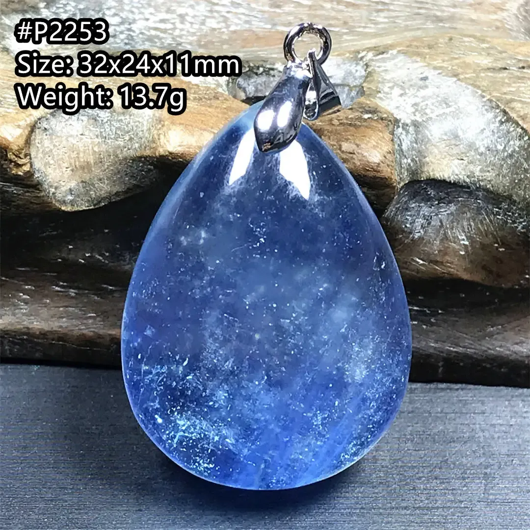 Hangers Natuurlijke Oceaan Blauwe Aquamarijn Hanger Sieraden Voor Vrouwen Lady Man Healing Gift Crystal Stone Kralen Zilver Reiki Edelsteen AAAAA