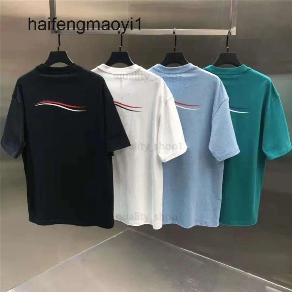 Tee Cotton T Shirt Summer Short Sleeve Waves Balencaigaly Men Women Lovers Luxury Tshirts Fashion Senior Pure Balencigaly High Quality Top Stor storlek S4XL DESI