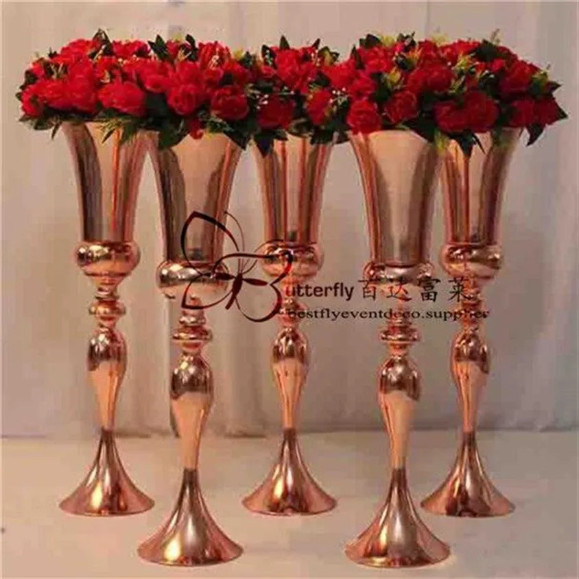 Vaso per fiori in metallo rosa champagne oro bianco argento vaso per fiori da sposa centrotavola decorazione per festa di nozze Event261u