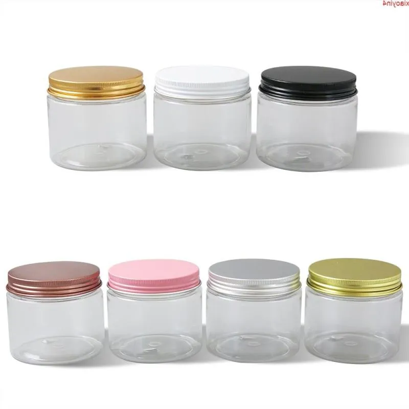 Pots vides en PET transparents de 20x180ml, couvercles en aluminium, récipient cosmétique en plastique Transparent de 6oz avec joint, Pamce de haute qualité