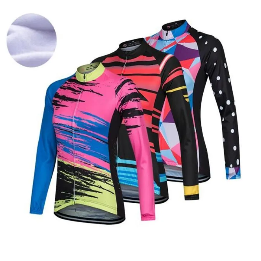 Mulheres gráficos inverno ciclismo jaquetas 2022 camisa de ciclismo ropa ciclismo lã térmica bicicleta maillot vestuário239u