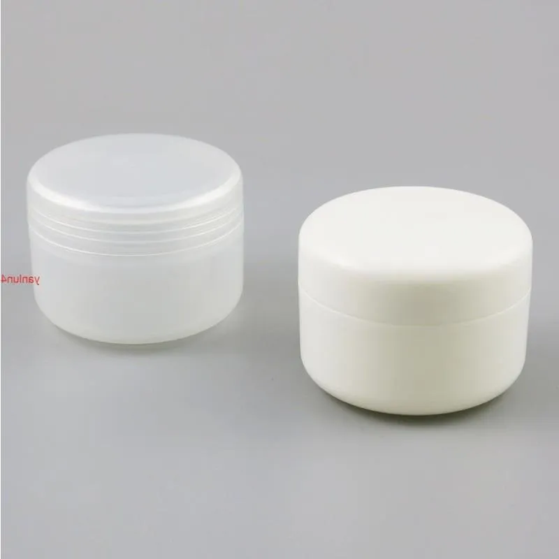 24 X 250g White Clear Plastic PP Powder Sample Jar Case Makeup Cosmetic Travel Empty Nail Art Jarfree shipping by Ernao