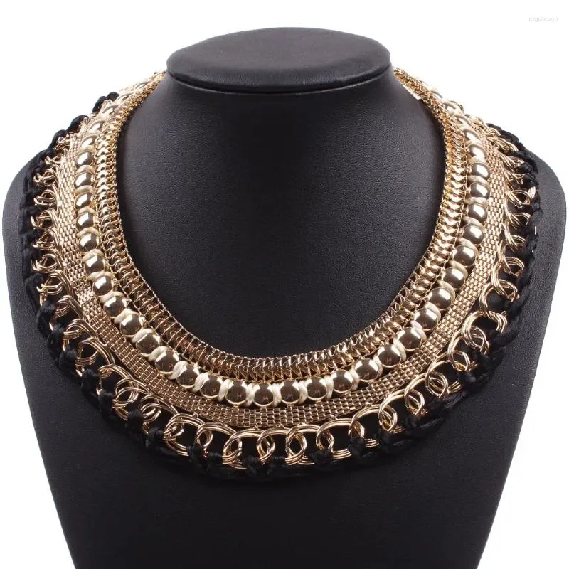 Naszyjnik Zestaw Mody Trendowy sznur Pleciony złoty łańcuch Choker for Women Coll Color stop metalowa biżuteria hurtowa