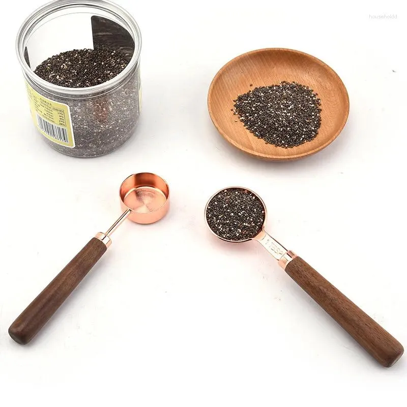 Measuring Tools Practical Baking Spice Spoons Walnut Wooden Spoon Scoop Coffee Beans Bar Kitchen Home Tool Cup