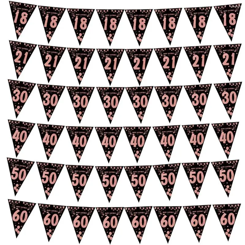 Party Decoration Rose Gold 18 30 40 50 60 Year Happy Birthday Banner Streamer Backdrops Adult Anniversaire 30th Flags