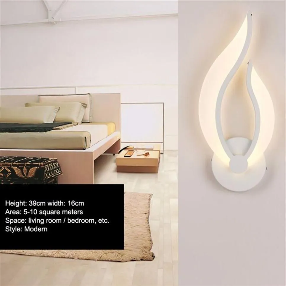 Lâmpadas de parede LED luz moderna lâmpada arandela acrílica 10W AC90-260V forma de chama interior banheiro quarto sala de estar corredor art253a