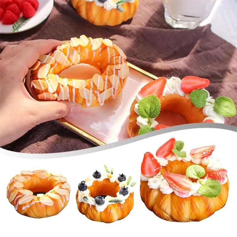 Decorative Flowers Artificial Bread Simulation Fruit Cake Donut Food Model Decoration WindowDisplay Pography Props Party Home Table