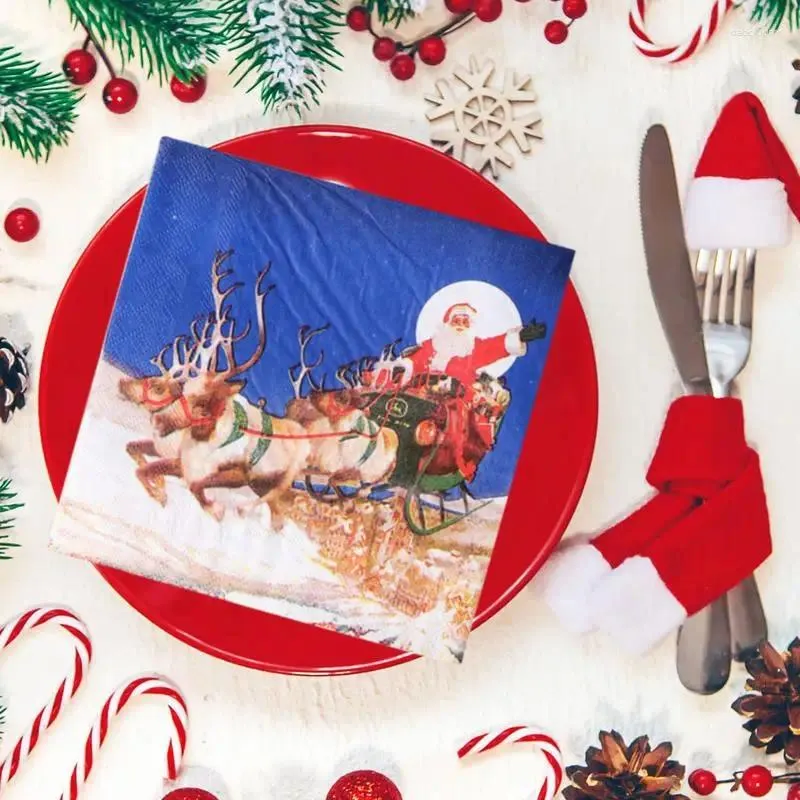 Serviette de Table serviettes de noël 2 plis absorbantes essuie-mains flocon de neige cloche motif décorations année décor