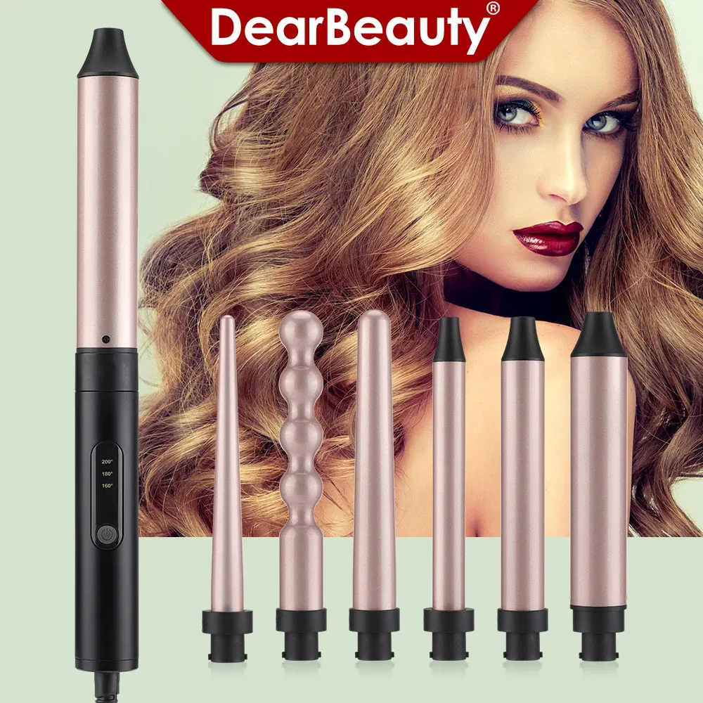 Professional Hair Curling Iron 6 in 1 Curler 3 Level Heating Wand Salon Longlasting Styling Tool Curlers 240126