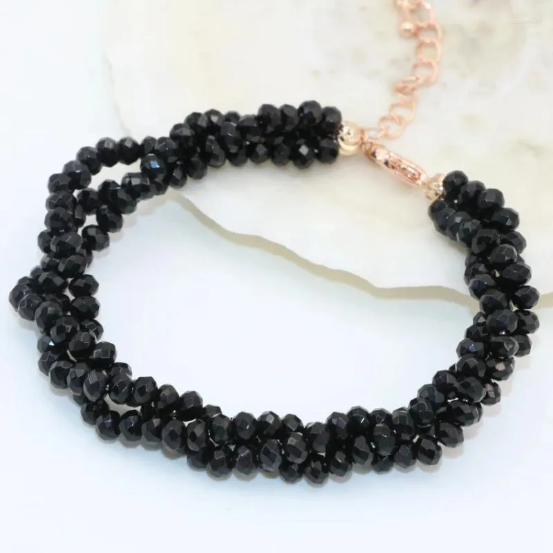 Strand Vintage Style 3 Row Multilayer Black Natural Stone Agat Onyx Carnelian 2 4mm Abacus Beads Beads Jewelry 7.5inch B2787