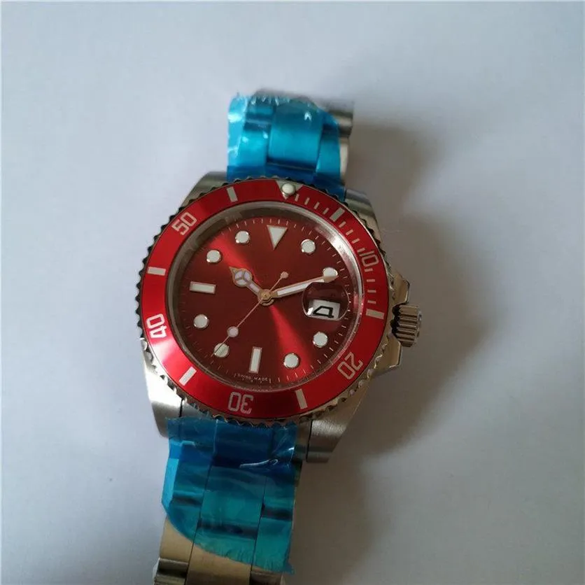 Klasyczny mechaniczny zegarek zegarków ze zegarem nierdzewnym Zegar męski 40 mm czerwona ręka na rękę R82-2174B