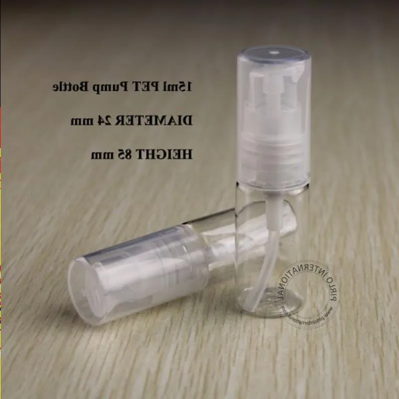15ml PET Plastic Lotion Pump Spray Bottle Plastic Bottle Cosmetic Packaging Emulsion Containers With Transparent Spray Lid 50PCS Vbrhn