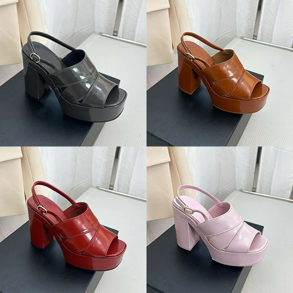Mit Box Patent Leder Sandalen Plattform High Heels Designer Frauen Sandale Klassische Einstellbare Knöchel Strap Heels Party Kleid Schuhe 515