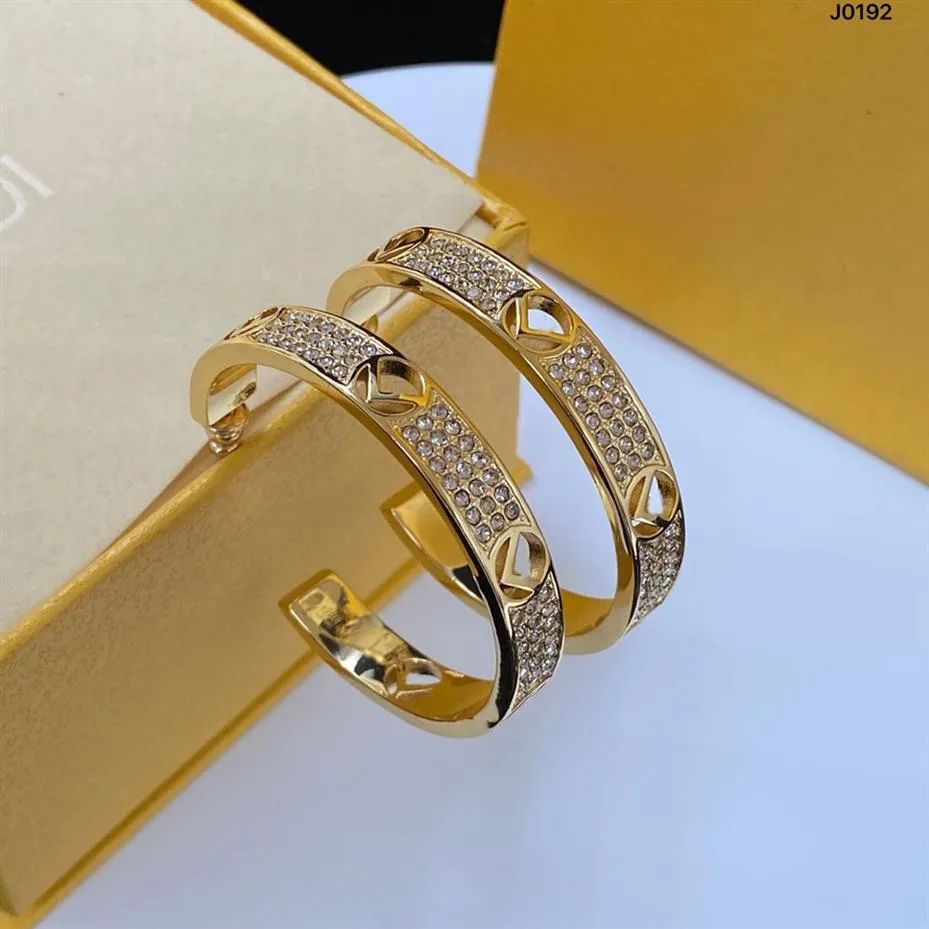 Серьги-кольца с бриллиантами в виде буквы F, золото и серебро для женщин, вечеринок, свадеб, влюбленных, подарок на помолвку, ювелирные изделия для невесты244w