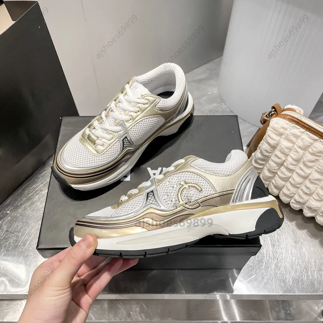 Chan C Women Luxury Sneakers高品質のレザーフラットトレーナーブラックメッシュレースアップカジュアルシューズアウトドアランナーシャンレトレーナーメンスポーツシューズサイズ34-42ボックス