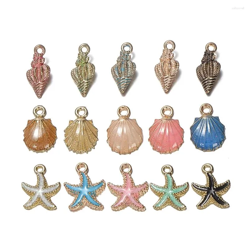 Charms 5pcs Metal Starfish Conch Conch Morowin Enomel Wisiorki DIY Ocean Elementy rzemieślnicze bransoletki bransoletka