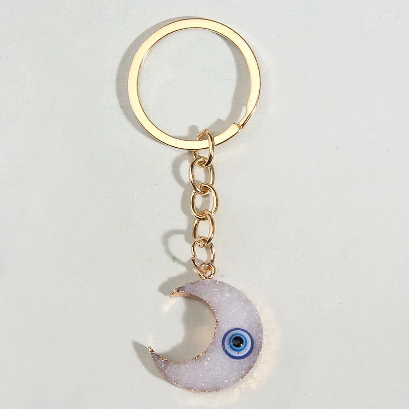 Nyckelringar Moon Keychain Meniscus Eye Key Ring Harts Chains Souvenir Gift för kvinnor Män Cay Keys Diy Handgjorda enkla punksmycken