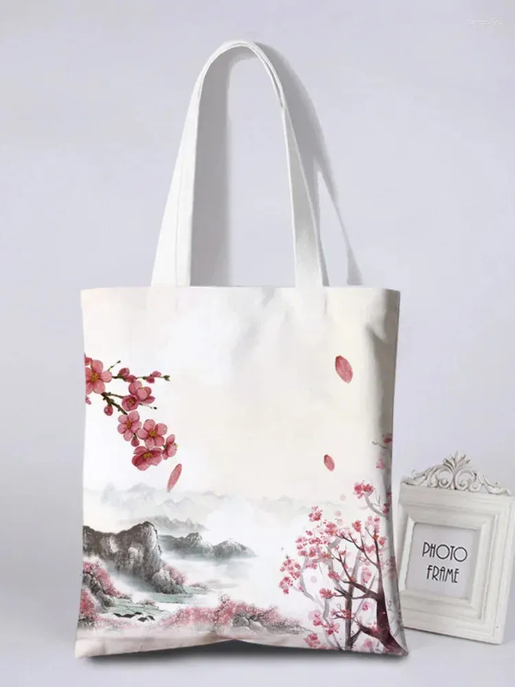 Kopplingspåsar minimalistisk etnisk stil stor kapacitet ryggsäck duk väska kvinnors forntida konstnärliga handväska avslappnad axel