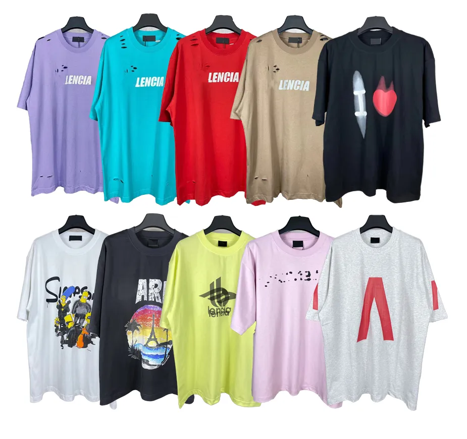 Verão New Paris Imprimir Logo Clássico T-shirt Designer Luxo Mens Womens T-shirt Top Carta Algodão T-shirt Roupas Manga Curta Pescoço Oversize XS-L A146