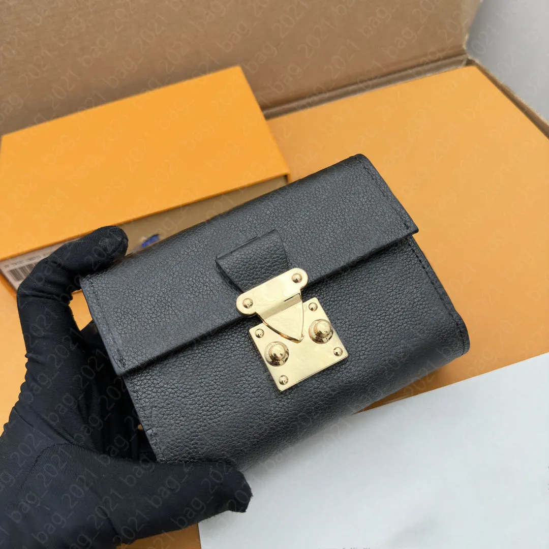 7a Ladies Fashion Casual Designer Leather Metis Compact S-Lock Short Coin Purse Kreditkortshållare Nyckel Pouch Wallet med original Box M80880