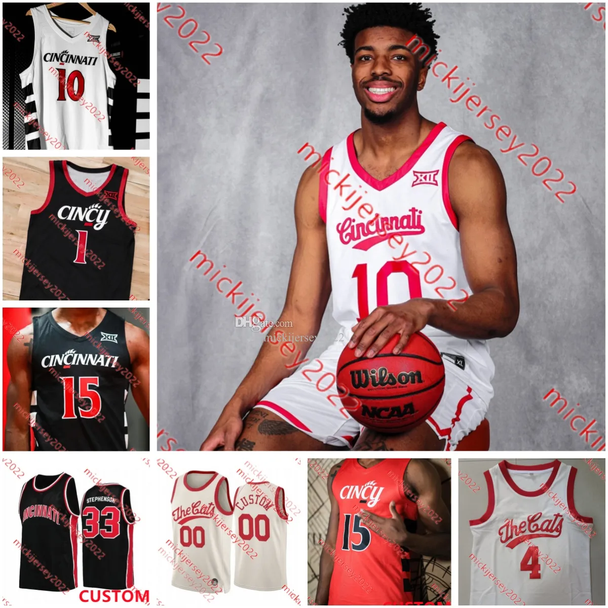 Cincinnati Bearcats كرة السلة القميص Lance Stephenson Gary Clark Jarron Cumberland Kenyon Martin Oscar Robertson Mens Youth Custical Cincinnati Jerseys