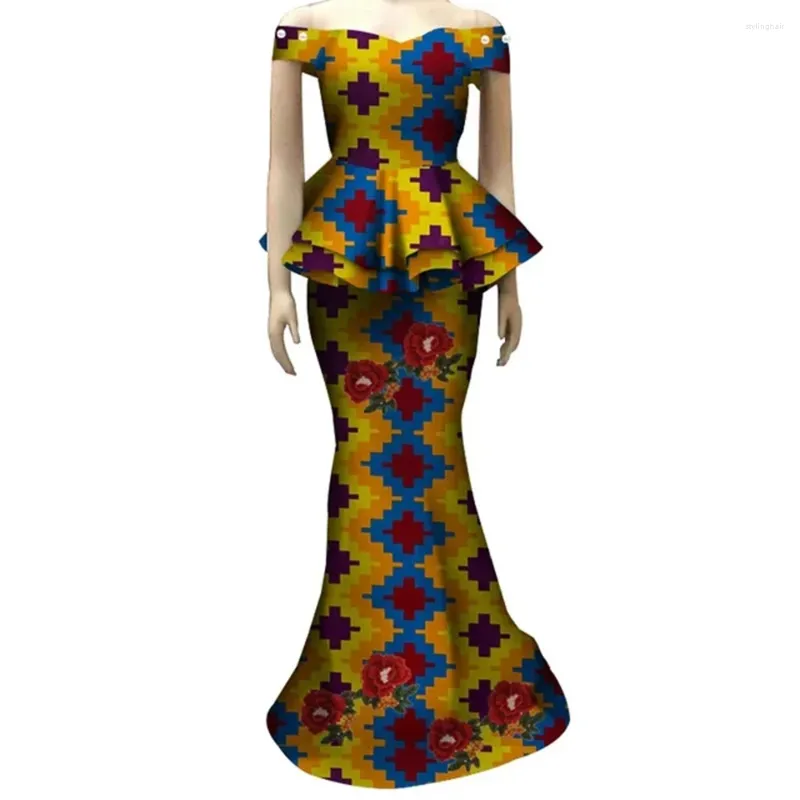 Etnische kleding Dashiki Afrikaanse print jurken voor vrouwen bruiloft Lady outfits kantoor vestidos 2-delige rokken settraditie