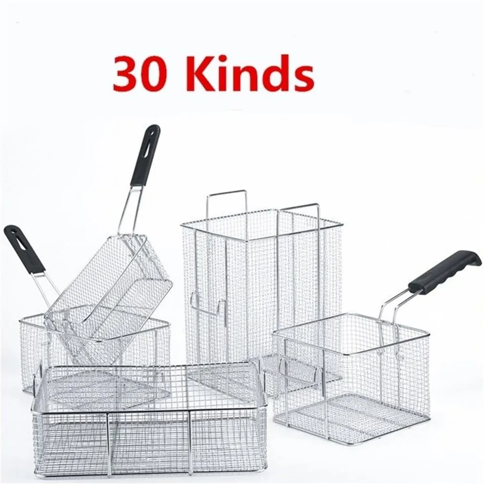 30 kinds Stainless steel fryer screen French fries frame square filter net encrypt colander strainers shaped Frying mesh basket T2276f