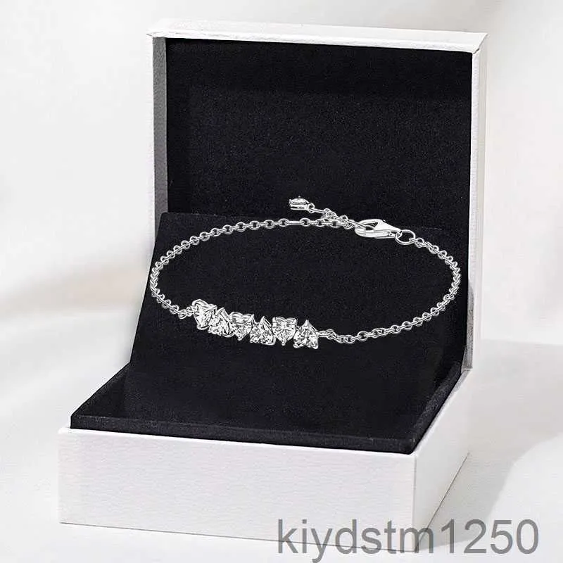 Sparkling Endless Hearts Chain Bracelet for 925 Sterling Silver Hand Wedding Jewelry Women Girlfriend Gift Designer with Original Box L8l3