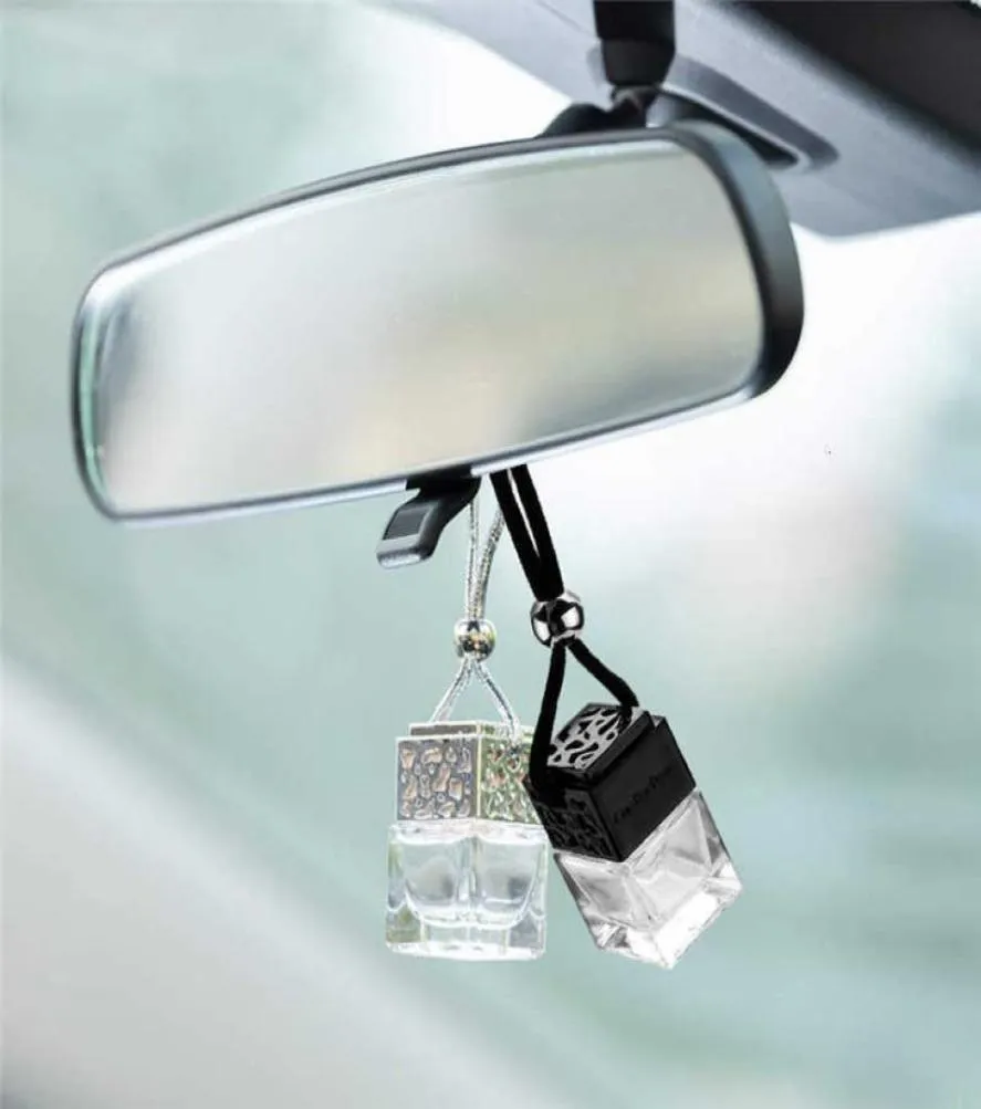 10pcs 8ml Car Air Freshener Hanging Glass Bottle Auto Perfume Diffuser for Essential Oils Fragrance Ornament Interior Accessories1493361