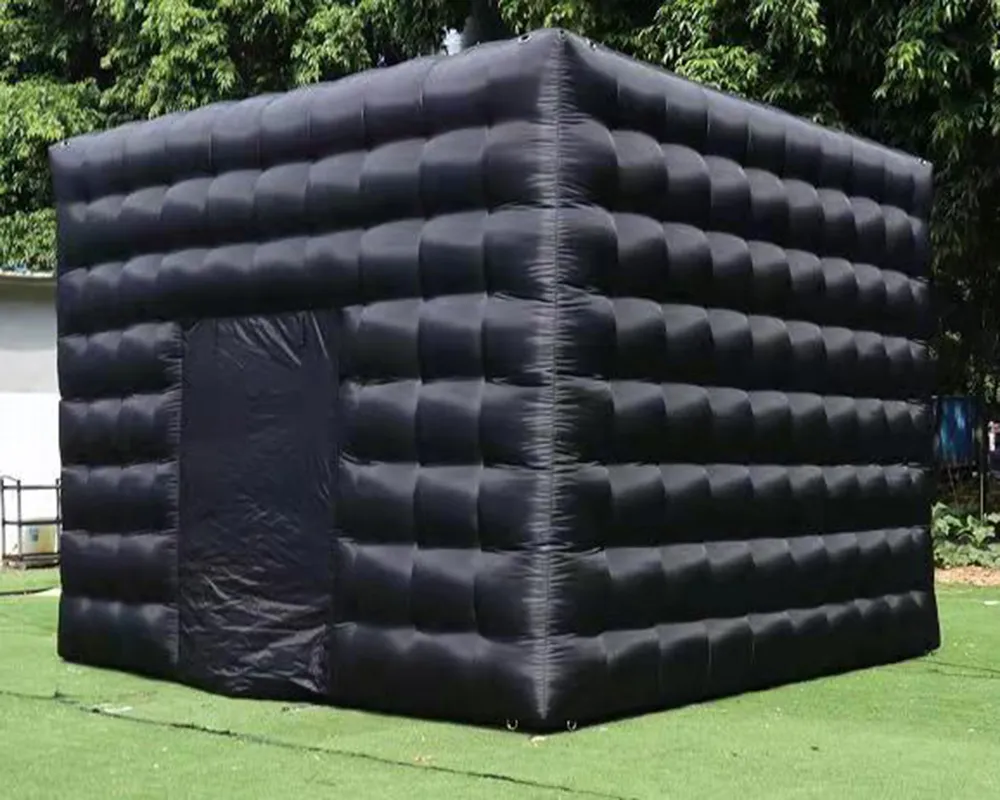 5x5x3.5mH (16.5x16.5x11.5ft) vente en gros livraison gratuite noir extérieur blanc intérieur gonflable cube tente tentes carrées gonflables photo booth photobooth avec lumière LED