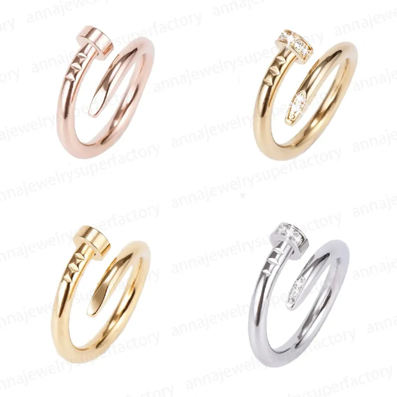 Designer-Liebesringe für Damen und Herren, Titan-Stahl-Nagelring, lässiges Damen-Geschenk mit CZ-Diamant, modisches Luxus-Schmuck-Geschenk