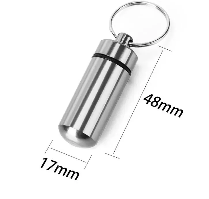 Waterproof Keychain Aluminum Pill Box Case Keychains Bottle Cache Holder Container keyring Medicine package Health Care