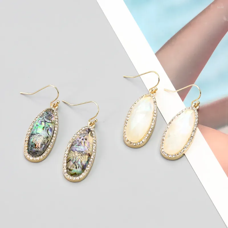 Dangle Earrings 1Pair Natural Abalone Shell Zircon For Women Fashion Jewelry Crochet Drop Pendant Statement Girl Gifts