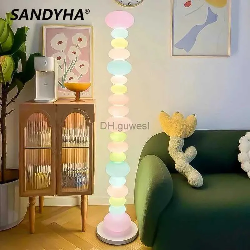 Floor Lamps SANDYHA Floor Lamps Rainbow Candy String Standing Table Light Creative Childrens Room Led Lamp for Living Bedroom Home Decor YQ240130