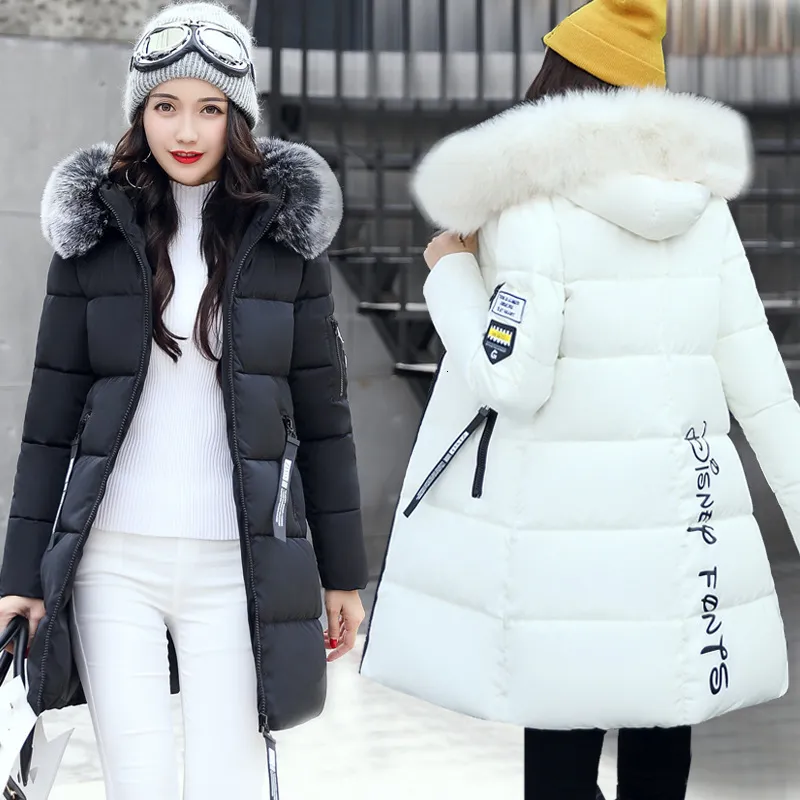 Inverno feminino longo jaqueta casaco de inverno mulheres gola de pele falsa parkas mulher plus size 4xl jaqueta de inverno mulheres 201027