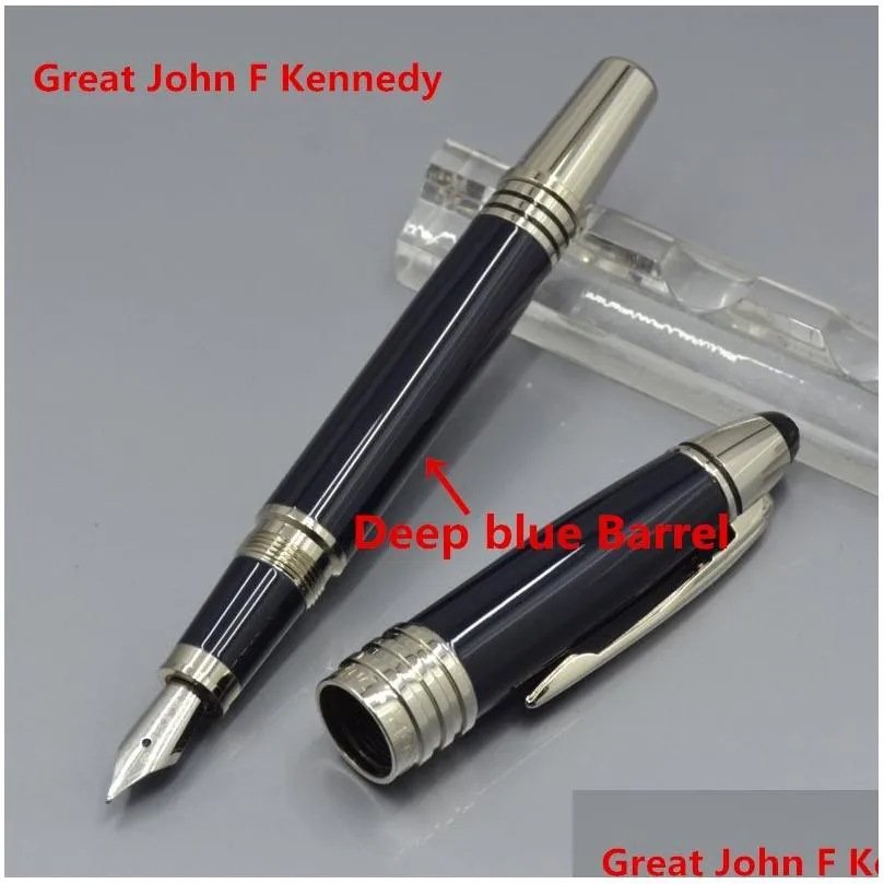 Stylos à bille en gros de nombreux styles - John Kennedy bleu foncé stylo à bille en métal fontaine fournitures scolaires de bureau avec série Jfk Dr Dhcay
