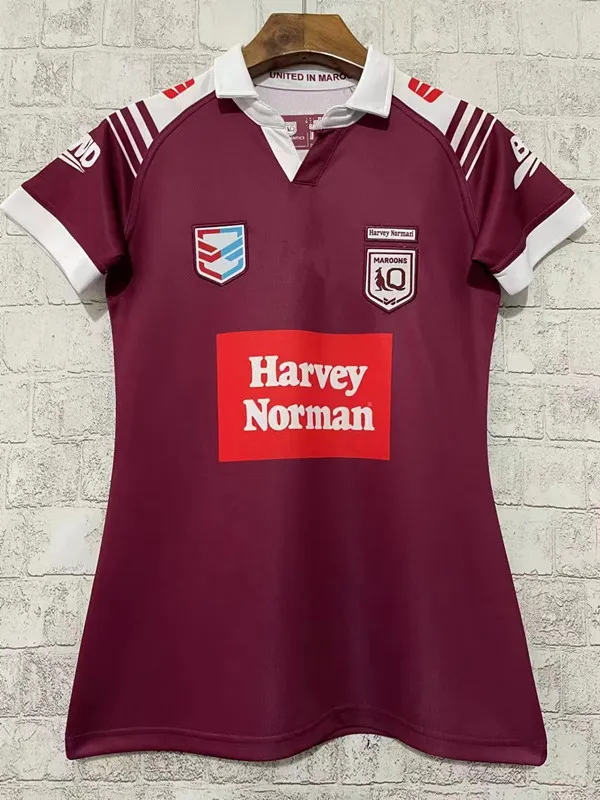 2024 Harvey Norman Womens Home/ Qld Maroons Rugby Jersey Rozmiar: S-XL (nazwa i numer niestandardowy)