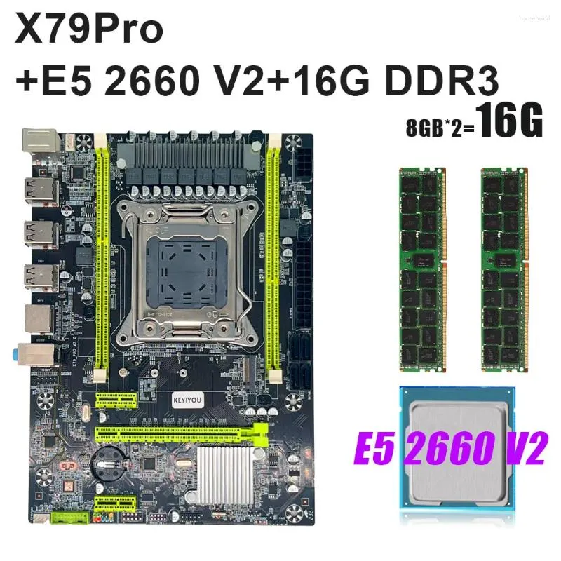 اللوحات الأم keyiuou x79pro Motherboard Set X79 Placa Mae LGA 2011 V1 V2 مع 16GB DDR3 ECC RAM XEON KIT E5 2660 Processor