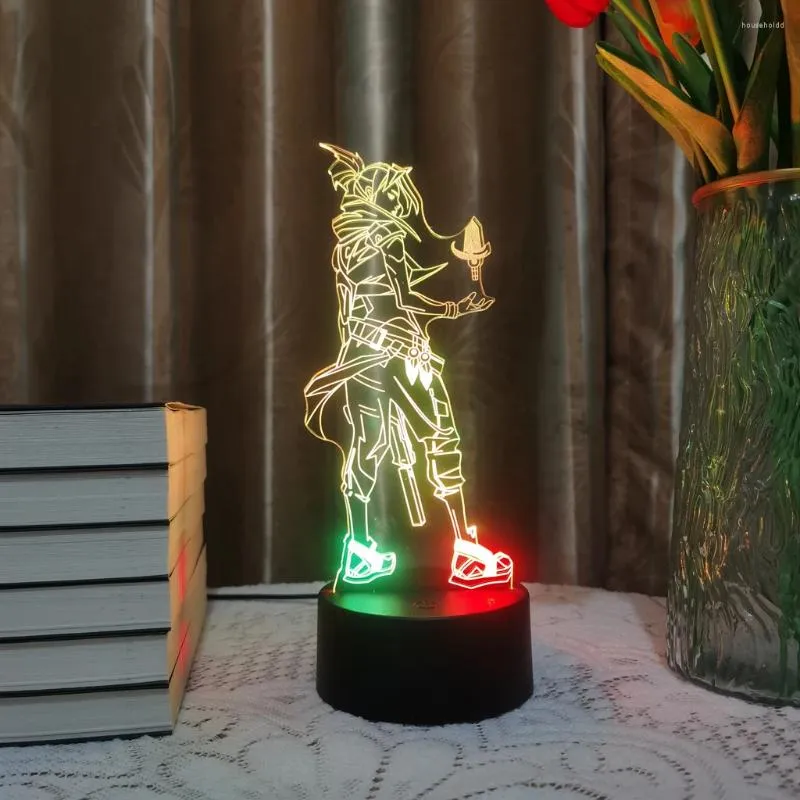 Nocne światła Jevalorant Figur Figur Acryl Board Luminous Baza na dzieciak w domu światła anime LED LAMPA 3D LAMP