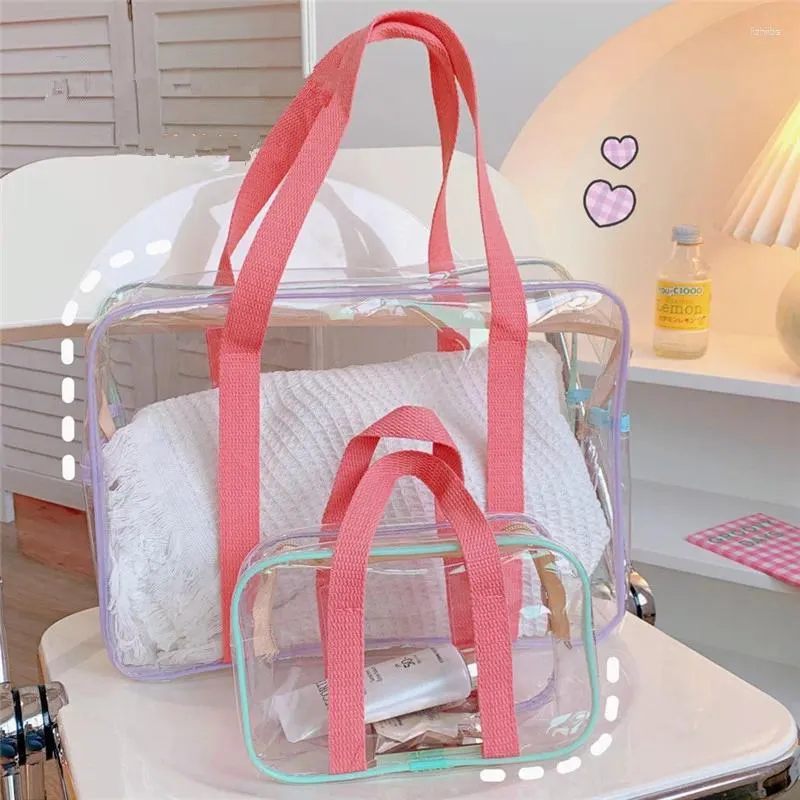 Sacs de rangement Transparent voyage PVC étui à cosmétiques clair fermeture éclair imperméable à l'eau maquillage articles de toilette organisateur maquillage fourre-tout sacs à main