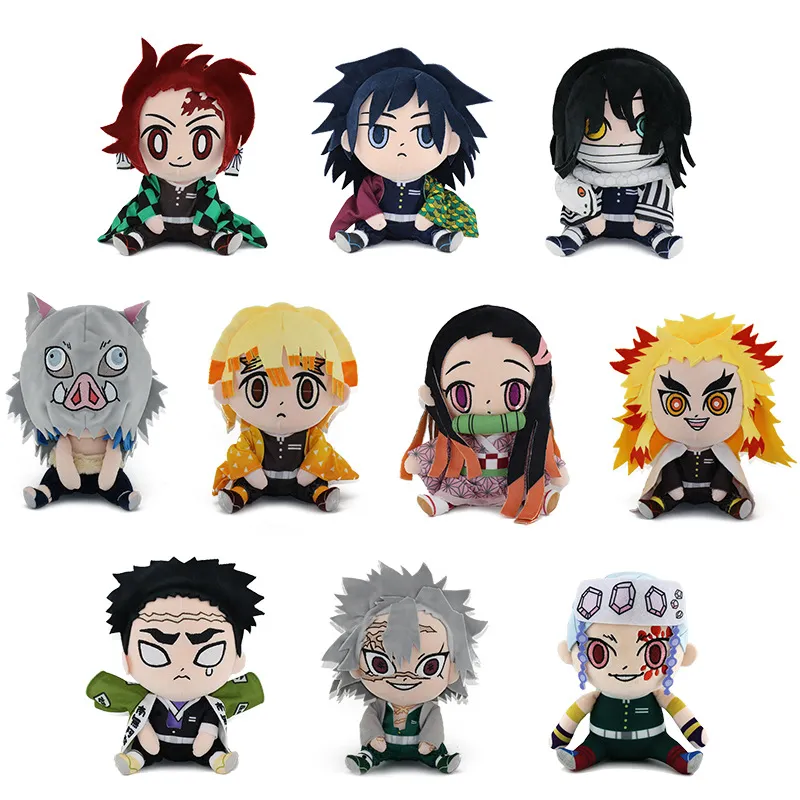 New Japanese Anime Plush Kawaii Demon Slayer Plushies Doll Toy Cartoon Soft Stuffed Tanjiro Kamado Nezuko Kamado Figure Doll Peluche Gift for Kids Girl Boys 10 Styles