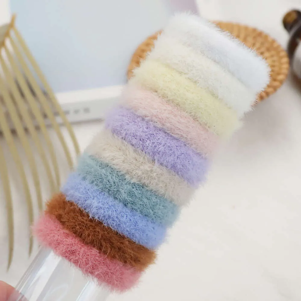 Nuovo anello in peluche color caramello Maglia rossa Fascia per capelli Semplice elastico Accessori autunnali e invernali Accessori per capelli ad alta elasticità