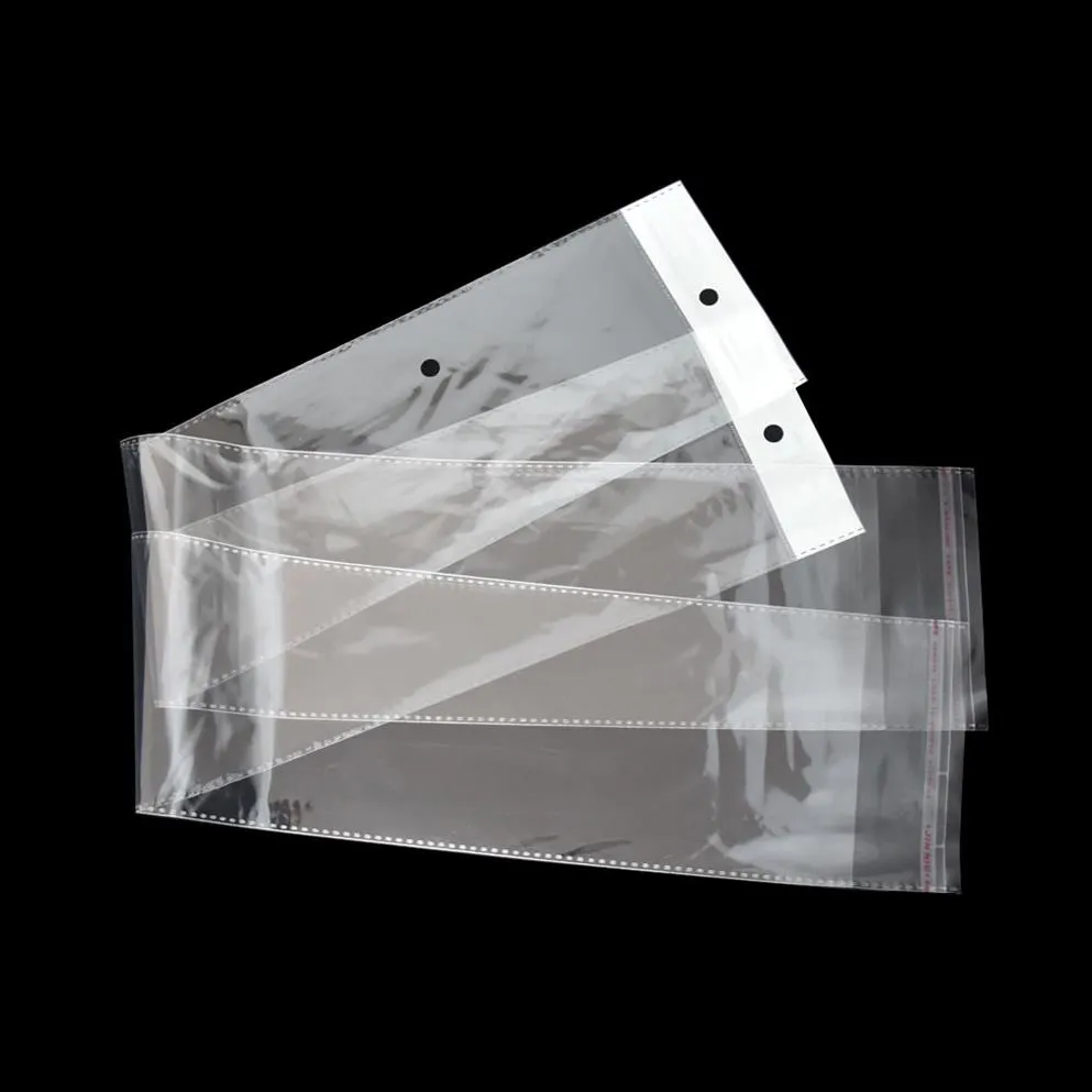 100pcs / lot 10/5/72cm clair OPP sac d'emballage en plastique auto-adhésif long transparent poly perruque de cheveux sacs d'emballage pour postiche cheveux ex2642