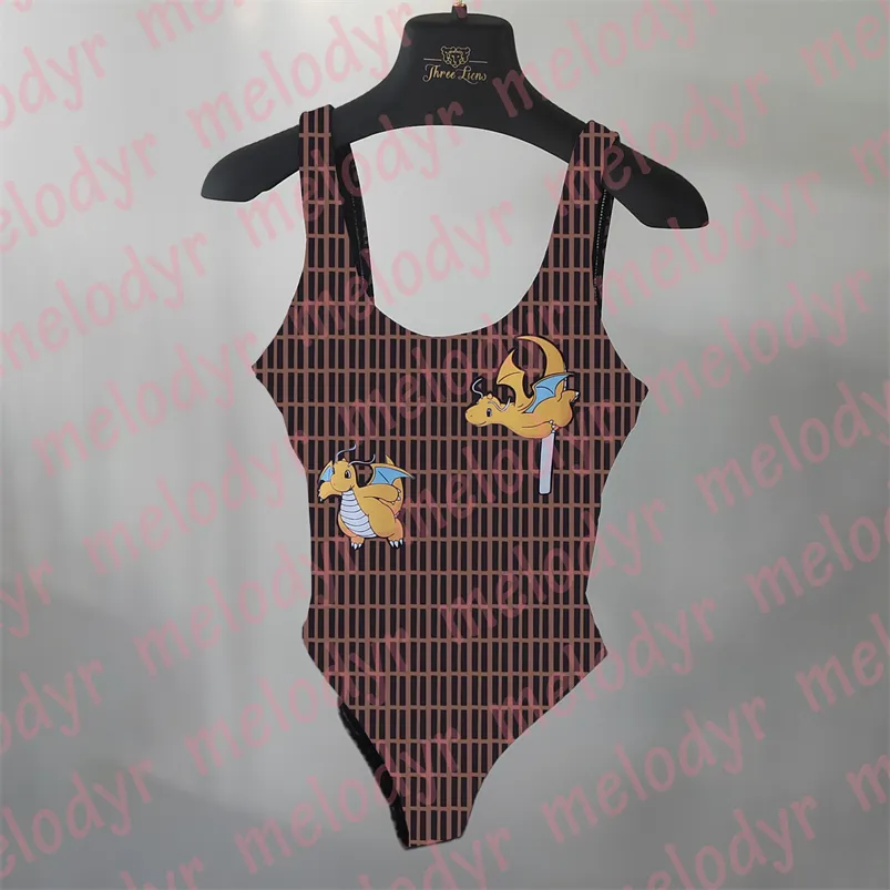 Pełna litera One Piece Swimodwear Summer Beach Surfing Swimsut Kobiet Bez pleców kostium kąpielowy z podkładką gorącą wiosenną bikwizy