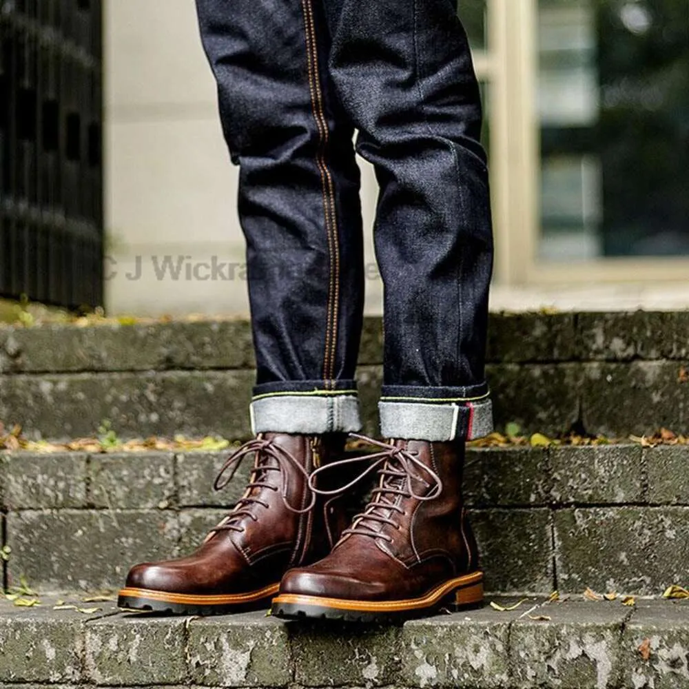 Round Head Winter-Chukka-Stiefel aus echtem Leder, bequeme Markenschuhe im britischen Stil für Herren