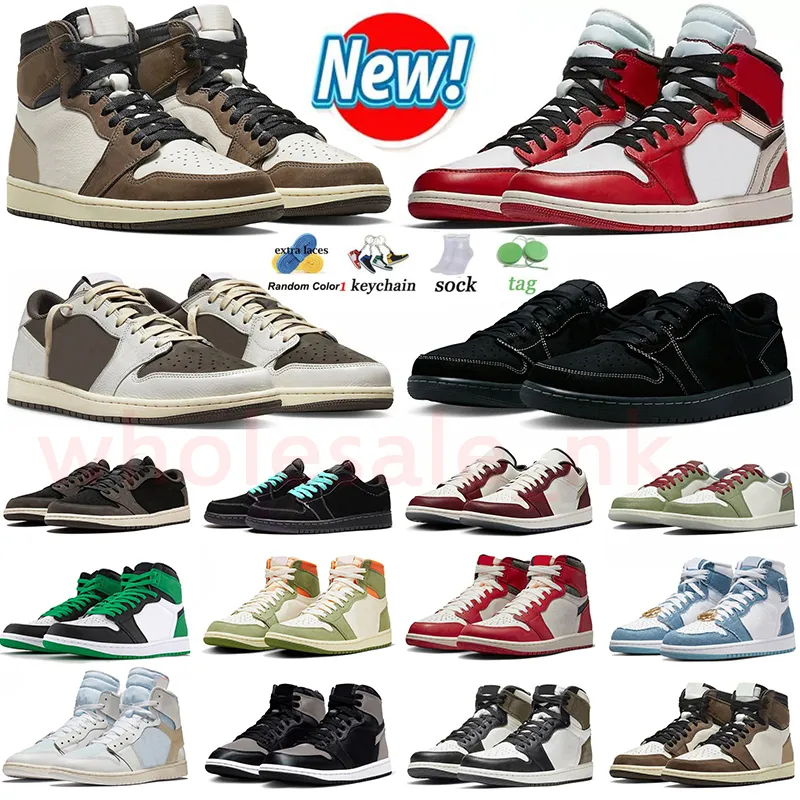 TS X 1 Low Travis Reverse Mocha Jump Man 1S Lage basketbalschoenen Zwart Phantom Medium Olive High OG Chicago Patent Bred Men Women Trainers Sneakers maat 13